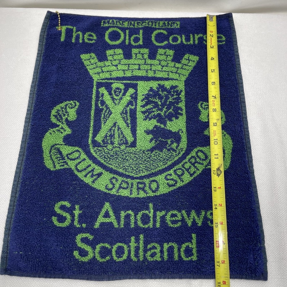 The Old Course St. Andrews Scotland Golf Club Towel Bag Blue Green Vintage - Picture 6 of 9